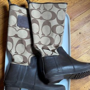 Brown coach rain boots size 7